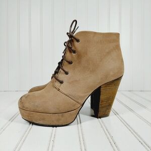 Steve Madden Raspy Suede Leather Lace Up Block Heel Platform Ankle Boots I3